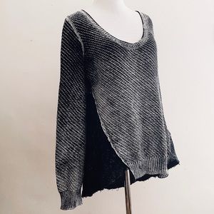 Free People Black & White Distressed Edgy Sweater